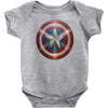 cotton captain america shield distressed, ideal gift or present Baby Bodysuit