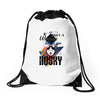 who loves husky Drawstring Bags