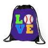 love baseball neon rhinestuds Drawstring Bags