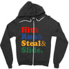 Hit Run Steal  Slide Zipper Hoodie
