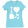 i love house music dj baseball Ladies Fitted T-Shirt