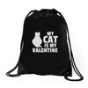 my cat is my valentine Drawstring Bags