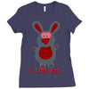 i love you bunny hare rabbit cupid couple kiss fun Ladies Fitted T-Shirt