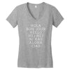hello 7 languages hola bonjour ni hao chinese french italian Women's V-Neck T-Shirt