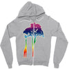 giraffe reaching up with its long neck to eat leaves off branches from Zipper Hoodie
