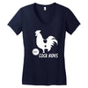 cock rides funny Women's V-Neck T-Shirt