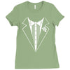 tuxedo wedding marriage prom holiday fancy dress cool geek nerd Ladies Fitted T-Shirt