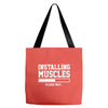 installing muscles funny Tote Bags
