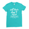 cat hair don't care cute crazy cat Ladies Fitted T-Shirt