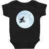 Biker Dinosaur - Dinosaur Riding A Bike To The Moon Baby Bodysuit