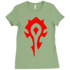 world of warcraft mists of pandaria horde Ladies Fitted T-Shirt