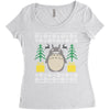 totoro ugly christmas Women's Triblend Scoop T-shirt