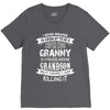 Super Cool Granny Of A Freaking Awesome Grandson V-Neck Tee