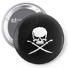 biker pirate skull bones swords Pin-back button