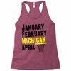 January February Michigan April - March Madness Basketball Racerback Tank