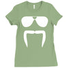 aviator sunglasses horseshoe fu manchu biker mustache Ladies Fitted T-Shirt
