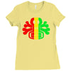 rasta skull and crossbones reggae dub club rave Ladies Fitted T-Shirt