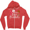 peace love rabbits Zipper Hoodie