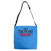 shes tying the knot buy us a shot Adjustable Strap Totes