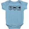 eat sleep snowboard mens black snowboarding t shirt wow Baby Onesie