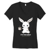 too early (black) Women's V-Neck T-Shirt