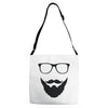 beard and glasses Adjustable Strap Totes