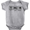 eat sleep snowboard mens black snowboarding t shirt wow Baby Onesie