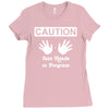 caution! jazz handsfunny jazz dance comic boogie camp trumpet Ladies Fitted T-Shirt