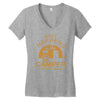 what happens in camper stays in camper vintage style camp funny Women's V-Neck T-Shirt