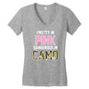 pretty in pink dangerous in camo funny Women's V-Neck T-Shirt