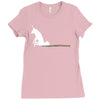 unicorn scooting on the floor Ladies Fitted T-Shirt
