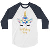 birthday unicorn family series birthday boy 3/4 Sleeve Shirt
