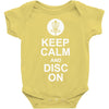 keep calm and disc golf on target frisbee basket Baby Onesie