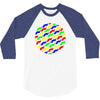 funny girly colorful patterns mustaches 3/4 Sleeve Shirt