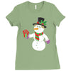 smiling snowman holding out christmas Ladies Fitted T-Shirt