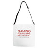 gaming doesn't make me violent Adjustable Strap Totes