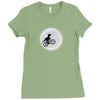 Dinosaur Riding A Bike To The Moon Ladies Fitted T-Shirt