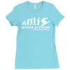 evolution of snowboarding funny Ladies Fitted T-Shirt