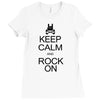 keep calm and rock on mens black t shirt rock music new Ladies Fitted T-Shirt