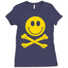 smiley pirate skull and crossbones Ladies Fitted T-Shirt