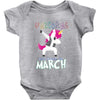 Unicorns are Born in March Dabbing Baby Bodysuit