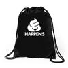 shit happens Drawstring Bags