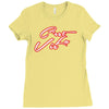 c'est la vie neon slogan Ladies Fitted T-Shirt