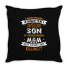 Super Cool Son Of A Freaking Awesome Mom Throw Pillow