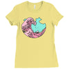 japanese pastel kawaii anime meme surf beach wave Ladies Fitted T-Shirt