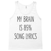 my brain is 85% song lyrics Tank Top