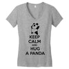 keep calm and hug a panda Women's V-Neck T-Shirt