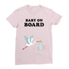 Baby On Board with Stork Ladies Fitted T-Shirt