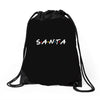 santa of the friends parody Drawstring Bags