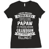 Super Cool Papaw Of A Freaking Awesome Grandson Ladies Fitted T-Shirt